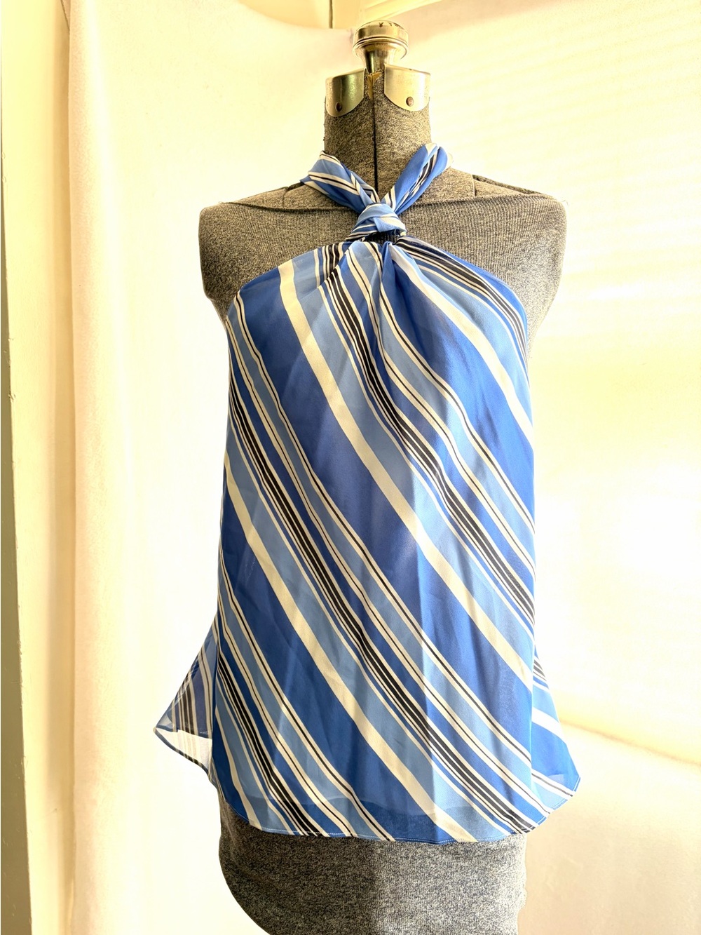 Lauren Ralph Lauren blue grotto silk halter top NWT